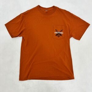 Harley Davidson Men Crew Neck T-Shirt Burnt Orange‎ Short Sleeve Graphic Pocket